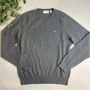 Lacoste 100% Cashmere Sweater Gray Pullover Classic Luxury Men’s Size 5 (L)